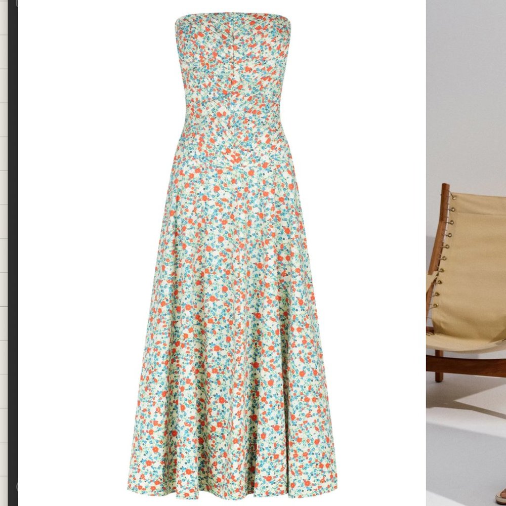 Shona Joy Ulani Strapless Pleated Midi Dress